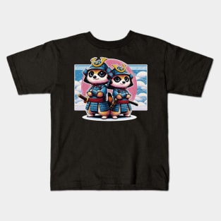 Kawaii Samurai Cute Animal Meerkat with Katana Warrior Kids T-Shirt